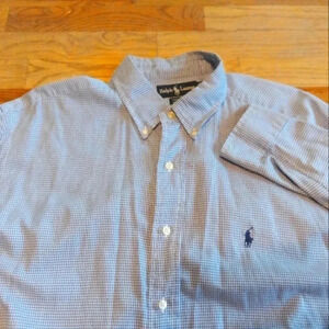 Ralph Lauren Yarmouth Long Sleeve Shirt Men's 16 1/2 - 33 Blue White Check